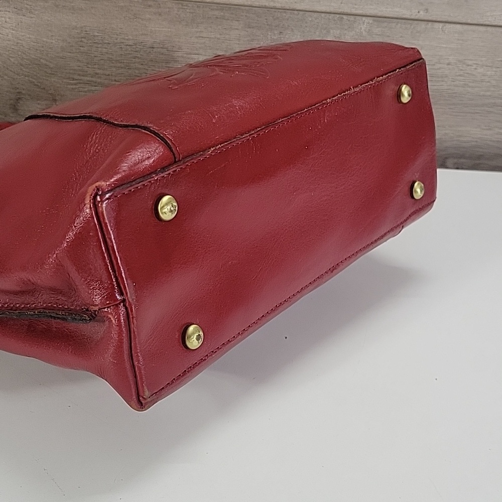 Patricia Nash Red Floral Embossed Leather Tote Bag - Picture 6 of 13